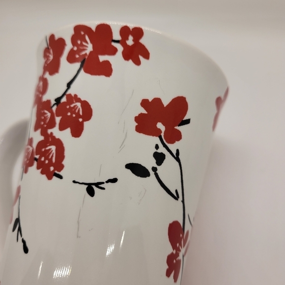 222 Fifth Mia Blossom Red Porcelain Fine Tall Coffee Mug Cup - Picture 9 of 10
